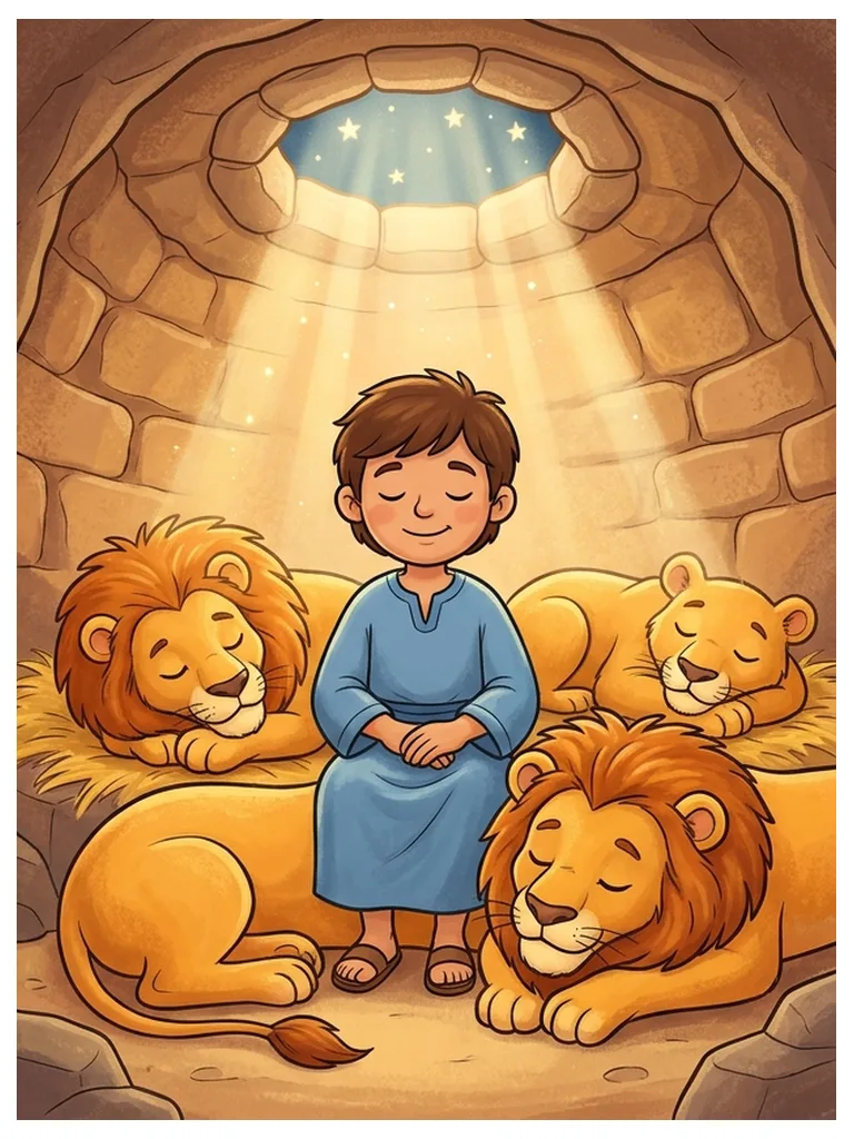 Color reference of Daniel Resting with Gentle Lions