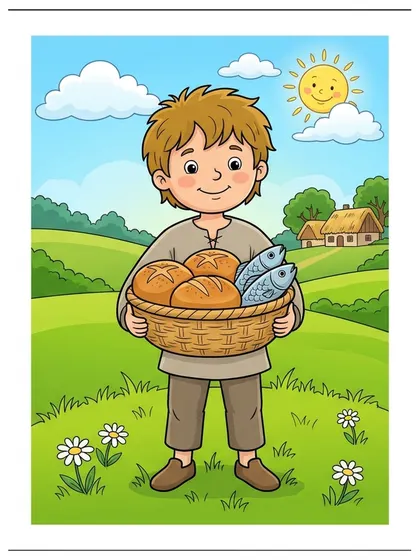 Color reference of The Boy with Five Loaves and Two Fish