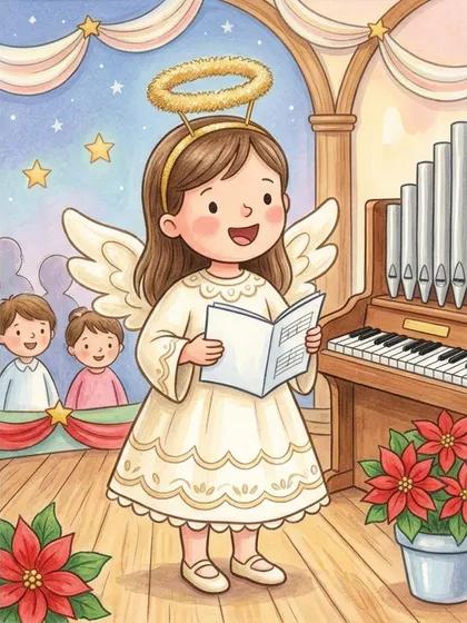 クリスマス発表会の天使の合唱隊のぬりえのカラーのお手本