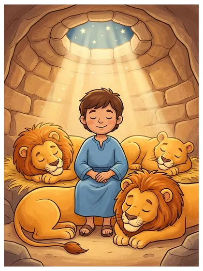 Color reference of Daniel Resting with Gentle Lions