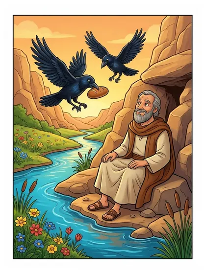 Color reference of Elijah and the Friendly Ravens