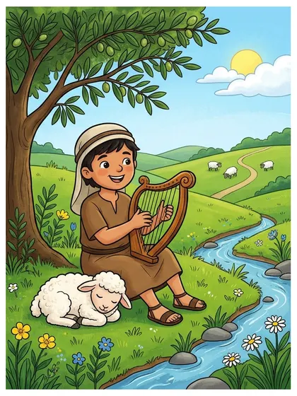Color reference of Young David the Harping Shepherd