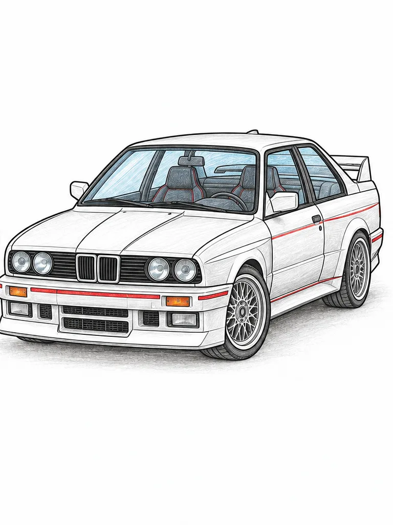 BMW M3 E30 색연필 밑색 자동차 참고 이미지