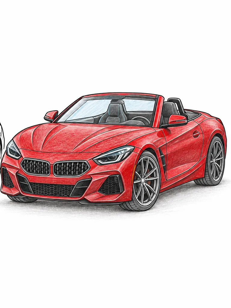 BMW Z4 M40i 색연필 밑색 자동차 참고 이미지