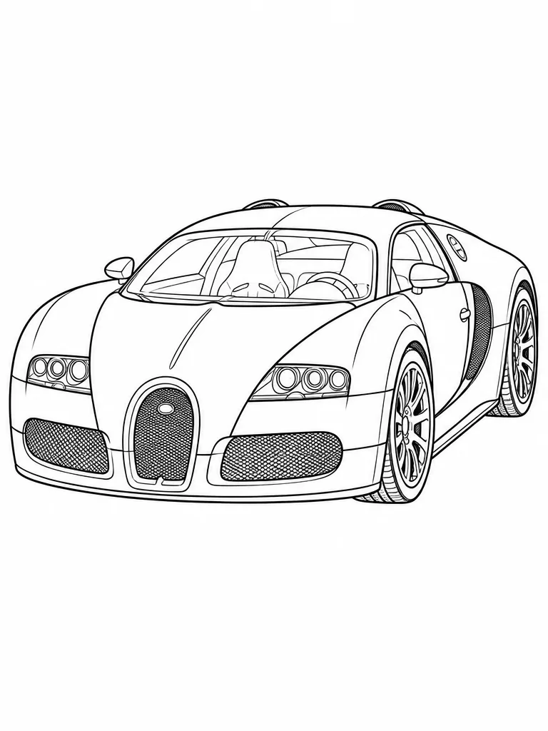 부가티 베이론 16.4 슈퍼카 흑백 선화 색칠공부 도안