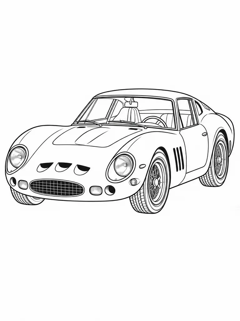 페라리 250 GTO 흑백 자동차 색칠공부 선화