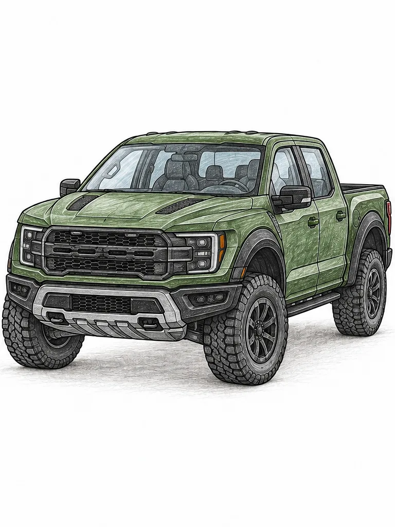 포드 F-150 랩터 R 색연필 밑색 자동차 참고 이미지