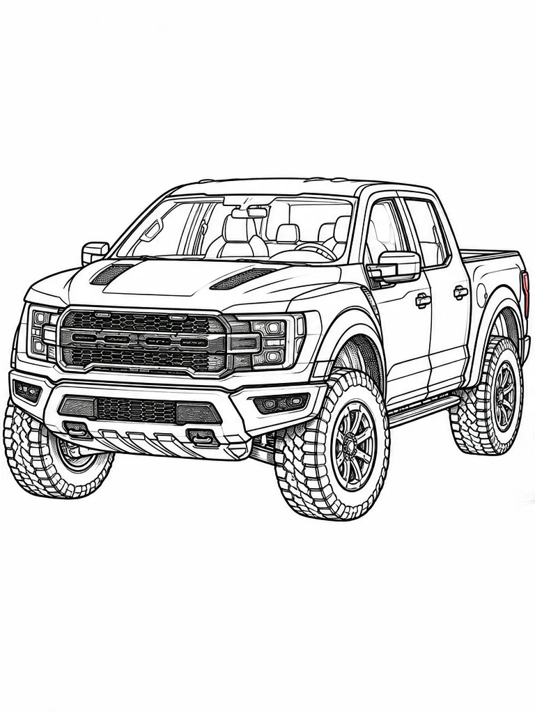 포드 F-150 랩터 R 흑백 자동차 색칠공부 선화