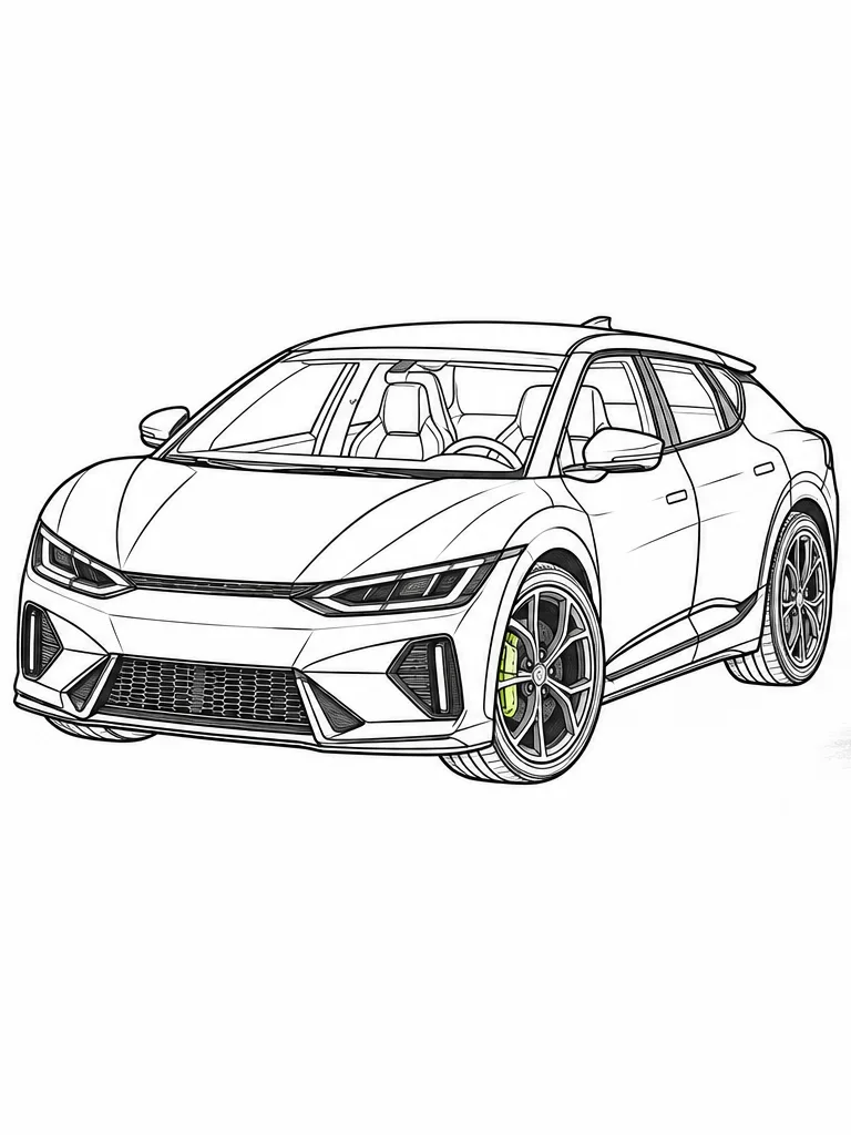 기아 EV6 GT 흑백 자동차 색칠공부 선화