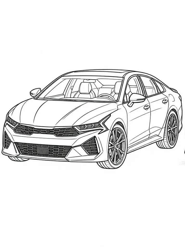 기아 K5 GT 흑백 자동차 색칠공부 선화