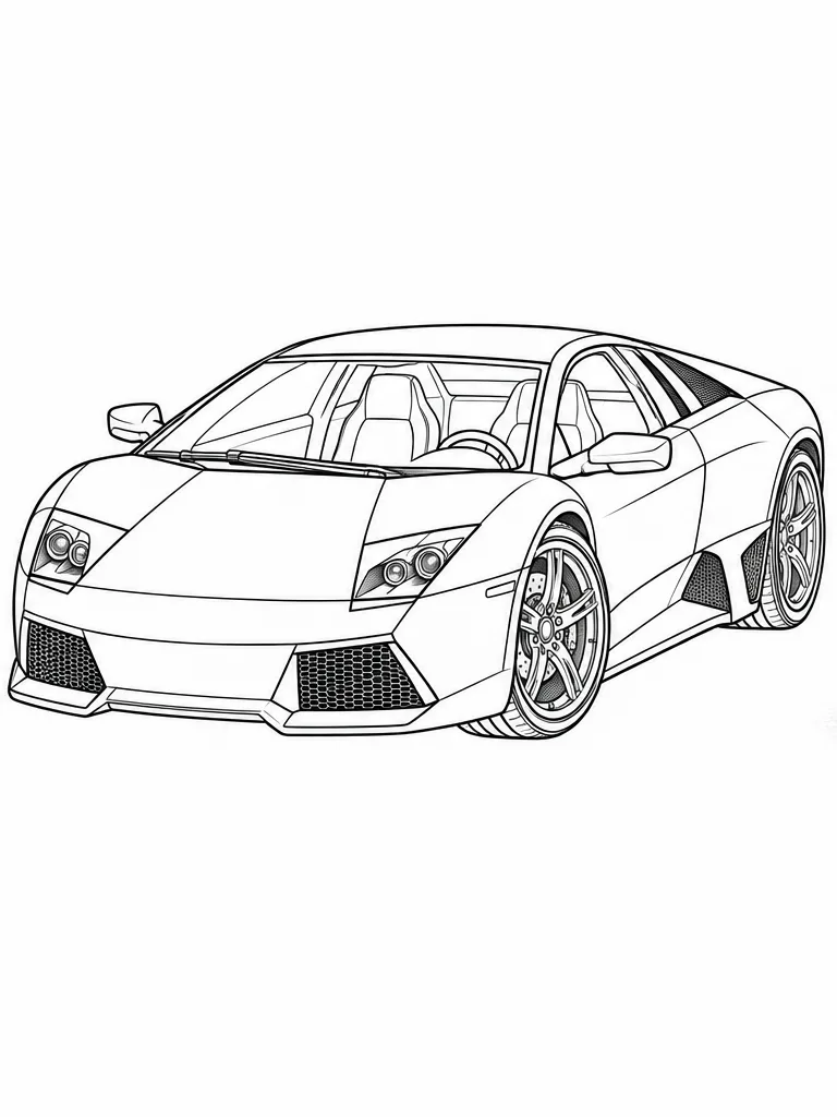 람보르기니 무르시엘라고 LP640 흑백 자동차 색칠공부 선화