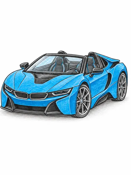 BMW i8 로드스터 색연필 밑색 자동차 참고 이미지