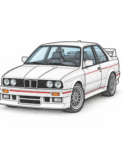 BMW M3 E30 색연필 밑색 자동차 참고 이미지