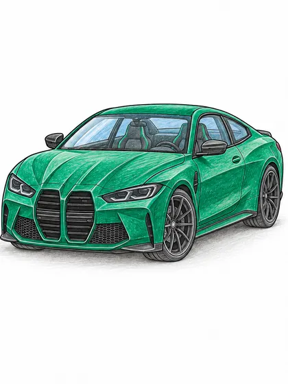 BMW M4 컴페티션 G82 색연필 밑색 자동차 참고 이미지