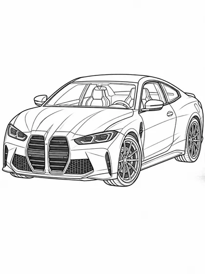 BMW M4 컴페티션 G82 흑백 자동차 색칠공부 선화