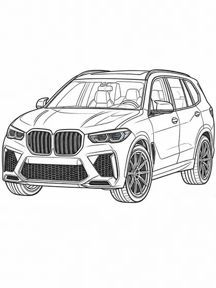 BMW X5 M 컴페티션 흑백 자동차 색칠공부 선화