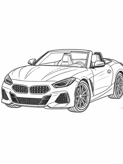 BMW Z4 M40i 흑백 자동차 색칠공부 선화