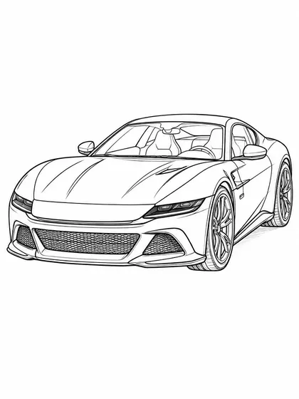 フェラーリ 12チリンドリの白黒ぬりえ線画