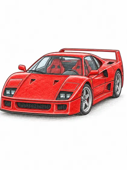 페라리 F40 색연필 밑색 자동차 참고 이미지