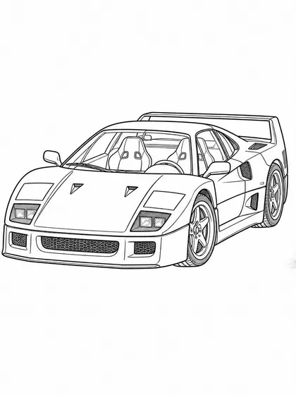 페라리 F40 흑백 자동차 색칠공부 선화