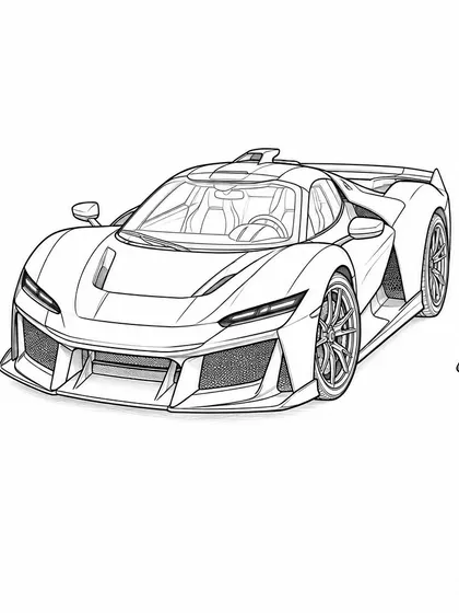 フェラーリ F80の白黒ぬりえ線画