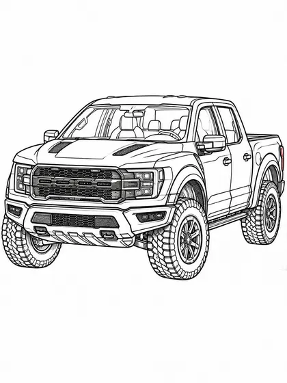 포드 F-150 랩터 R 흑백 자동차 색칠공부 선화