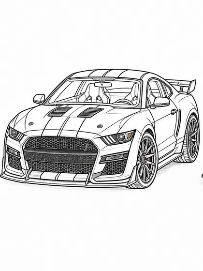 포드 머스탱 쉘비 GT500 흑백 자동차 색칠공부 선화