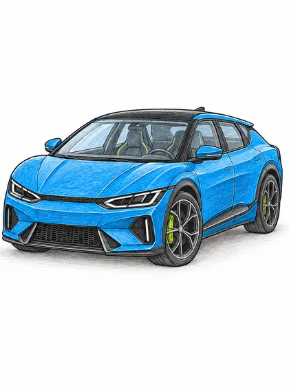 기아 EV6 GT 색연필 밑색 자동차 참고 이미지