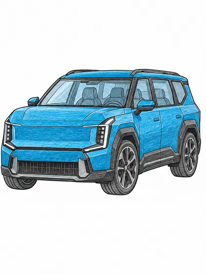 기아 EV9 GT 색연필 밑색 자동차 참고 이미지