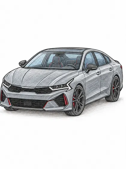기아 K5 GT 색연필 밑색 자동차 참고 이미지
