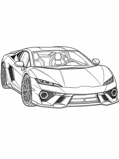 ランボルギーニ テメラリオの白黒ぬりえ線画