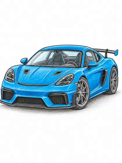 포르쉐 718 카이맨 GT4 RS 색연필 밑색 자동차 참고 이미지