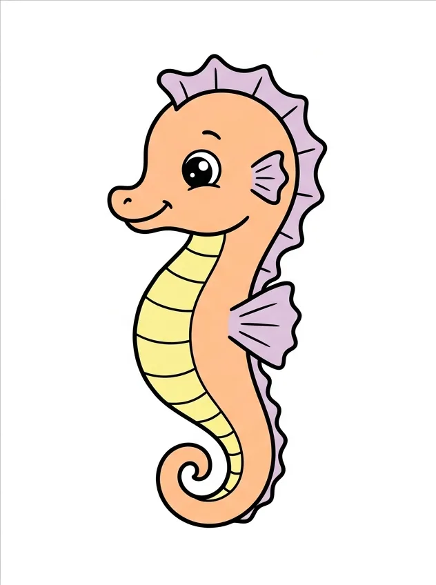 Clean Seahorse as colored reference png on pure white background