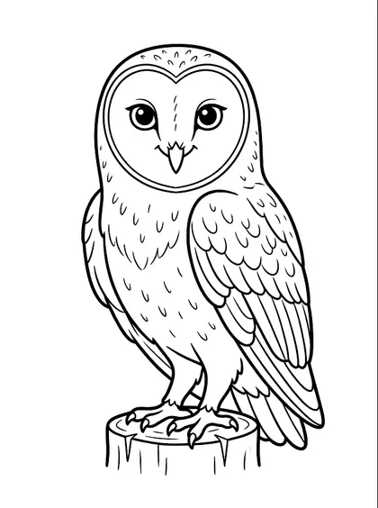 メンフクロウの白黒ぬりえ線画