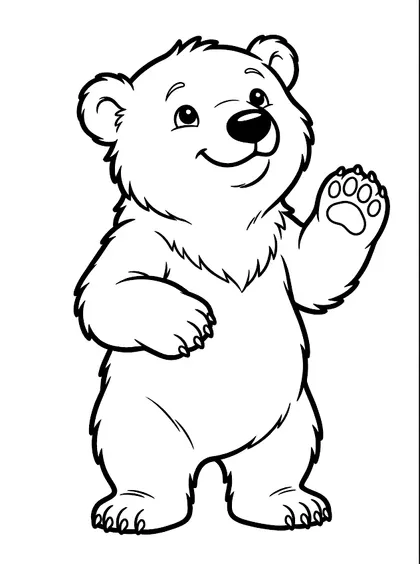 흰 배경의 귀여운 북극곰 흑백 색칠공부 도안 PNG