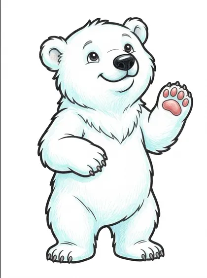 흰 배경의 귀여운 북극곰 컬러 완성 참고 PNG