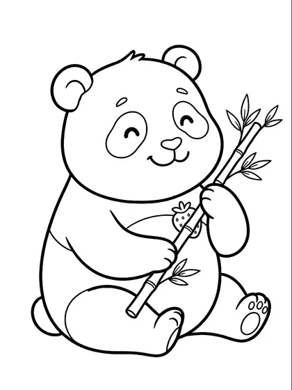 Black-and-white coloring page of Panpan the Baby Panda, a cute panda