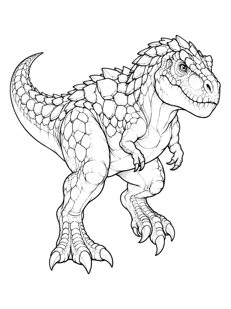 Dibujo en blanco y negro de tiranosaurio rex para colorear, Rexflare