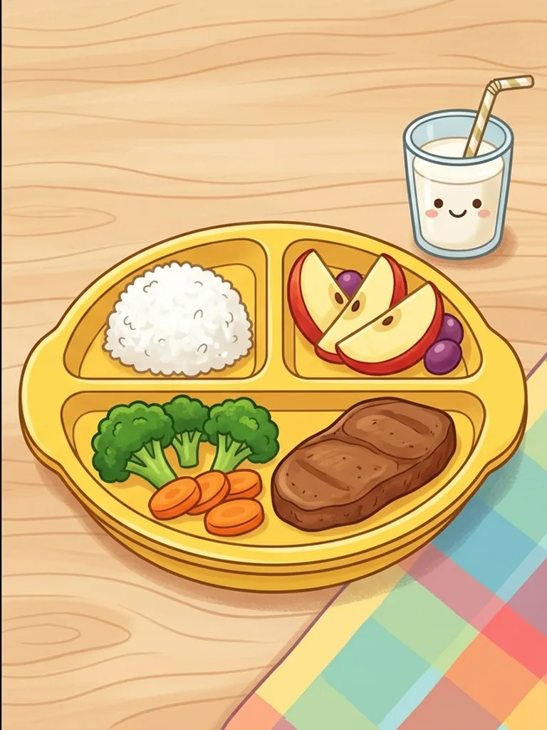 Color reference of healthy meal tray