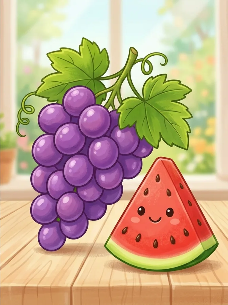 Color reference of grapes and watermelon