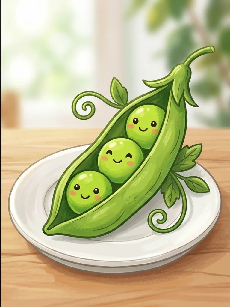 완두콩 스프링그린·꼬투리 라임그린·접시 화이트 배색으로 칠한 완두콩 컬러 참고본