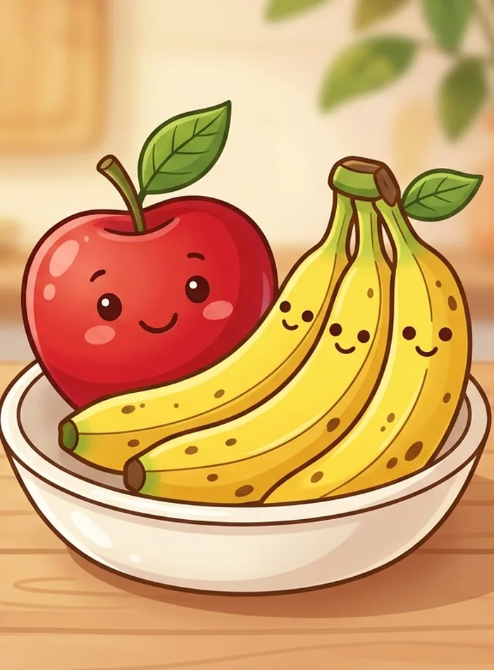 Color reference of apple and banana