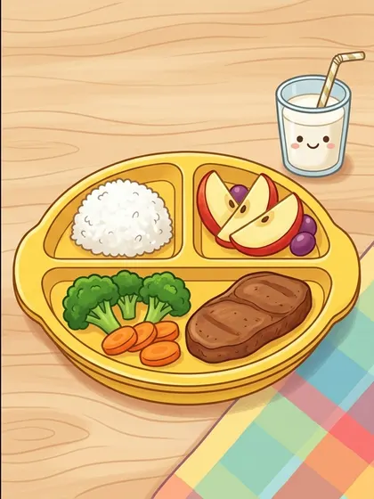Modelo en color de bandeja de comida saludable para colorear