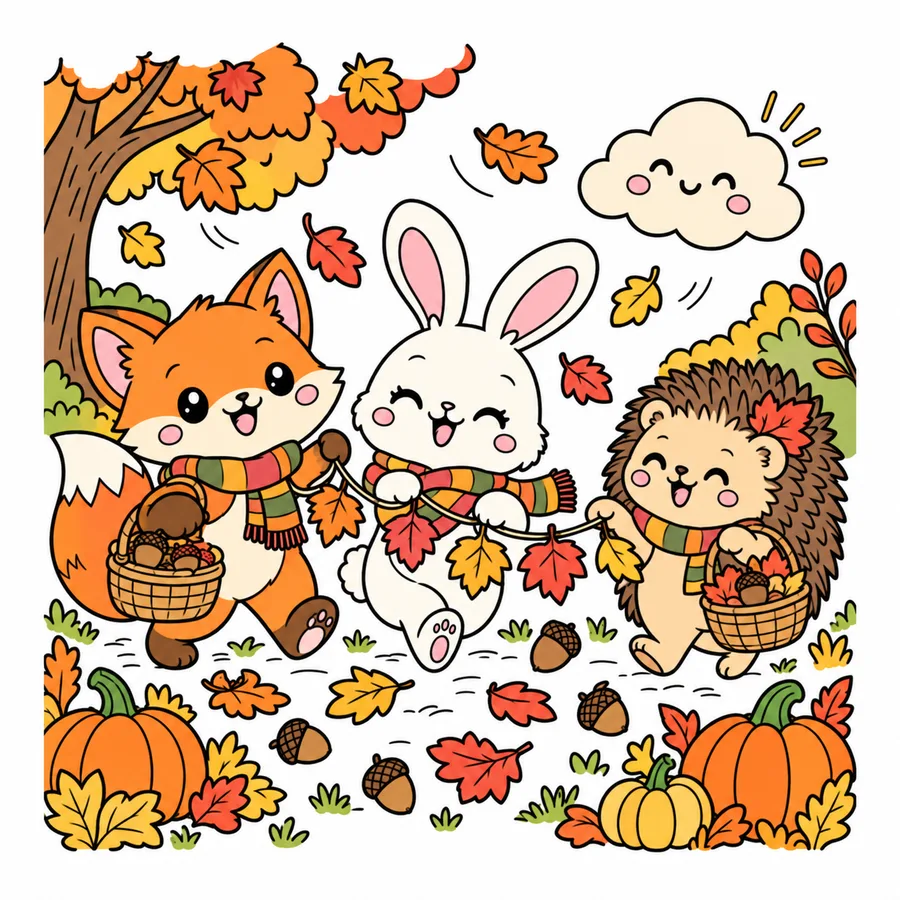 Color reference of Animal Friends Autumn Leaf Parade