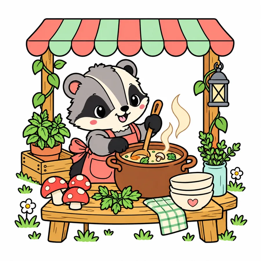 오소리 버섯수프 주방 컬러 참고본