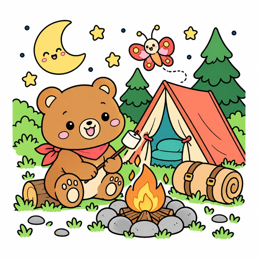 별빛 아래 곰 캠핑 컬러 참고본