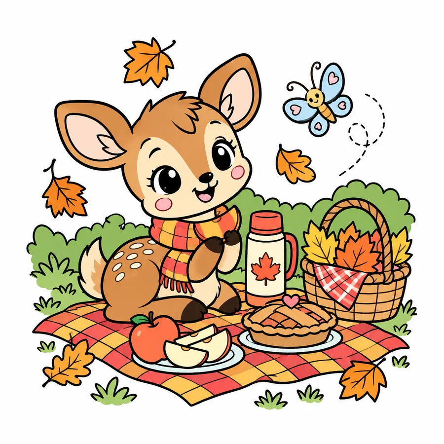 아기 사슴 가을 피크닉 컬러 참고본