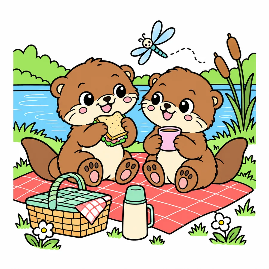 수달의 강가 피크닉 컬러 참고본