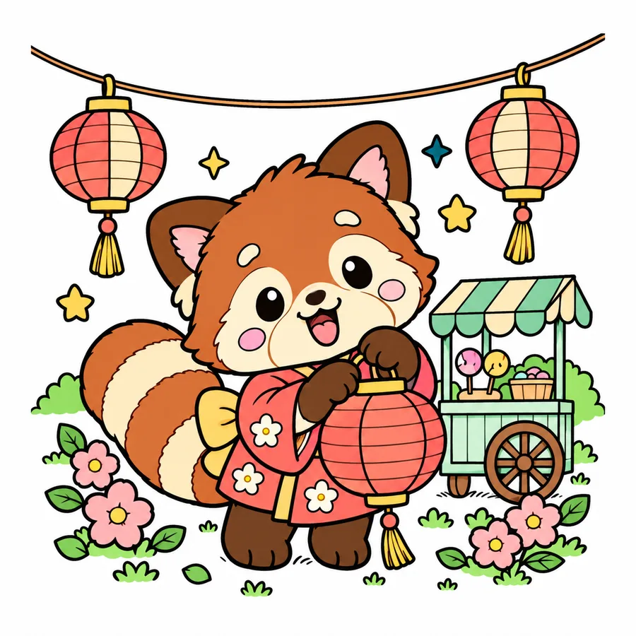레서판다 등불 축제 컬러 참고본