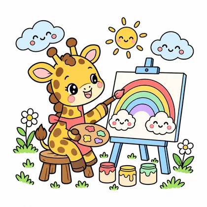 기린 무지개 그림 컬러 참고본